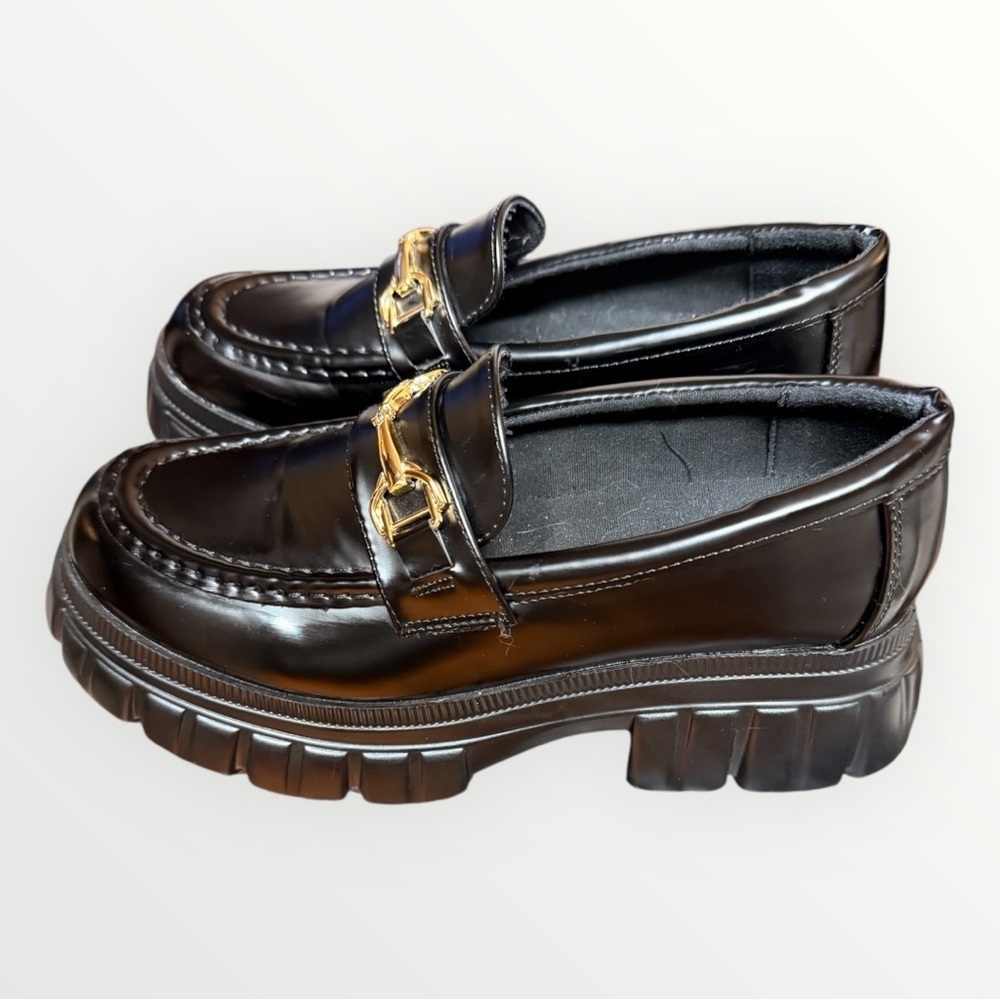 ASOS Black Loafers with Gold Buckle - Picture 3 of 9